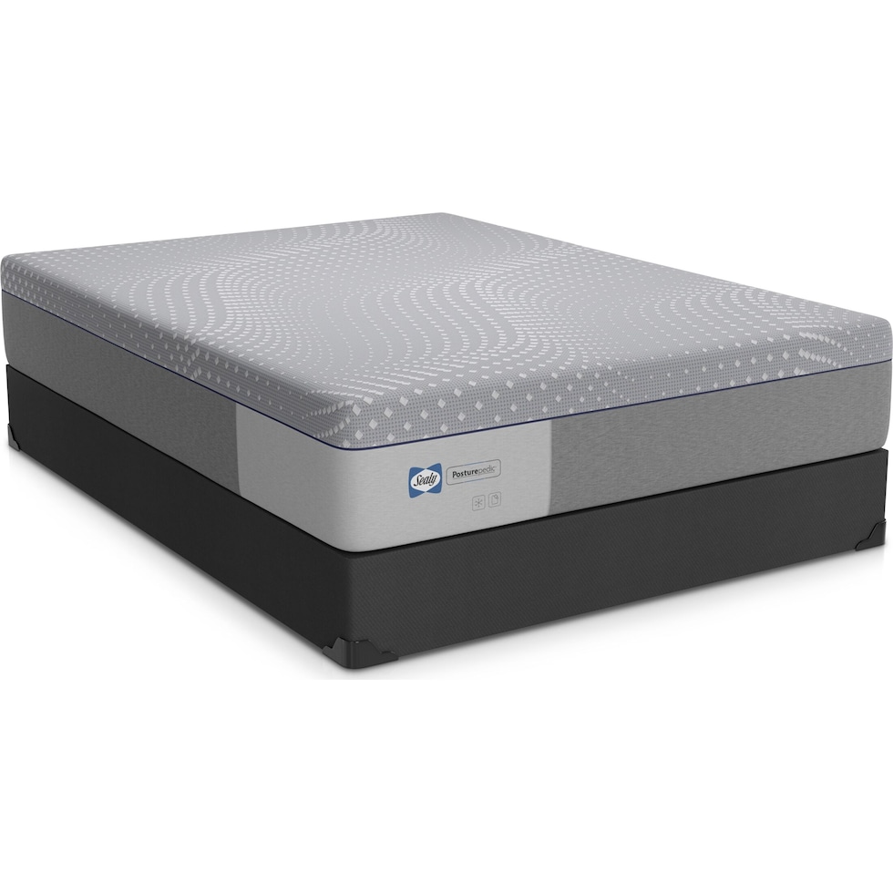 sealy elsanta gray queen mattress split low profile foundation set   