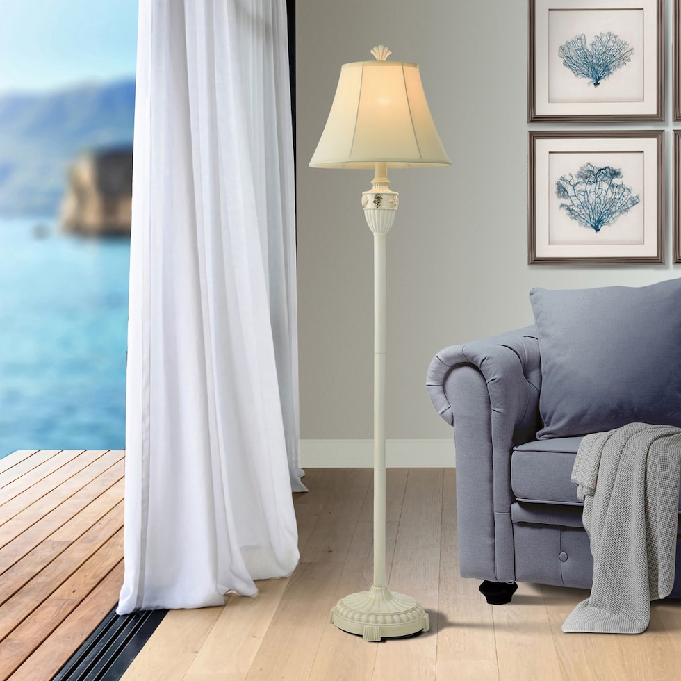 seashell neutral floor lamp   