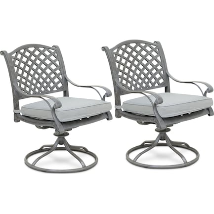 Seaside Outdoor Set of 2 Swivel Chairs - Gray