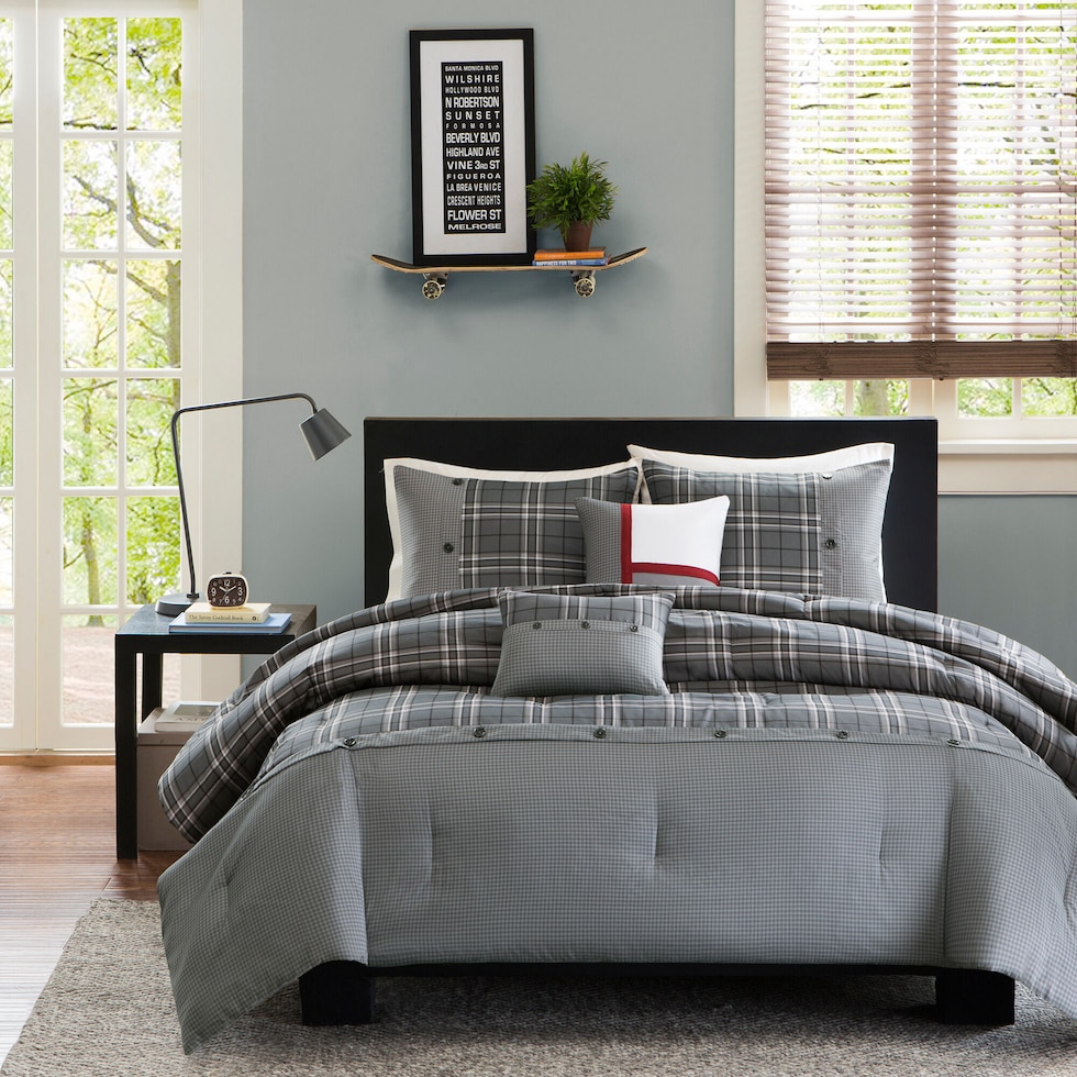 seaton gray twin bedding set   