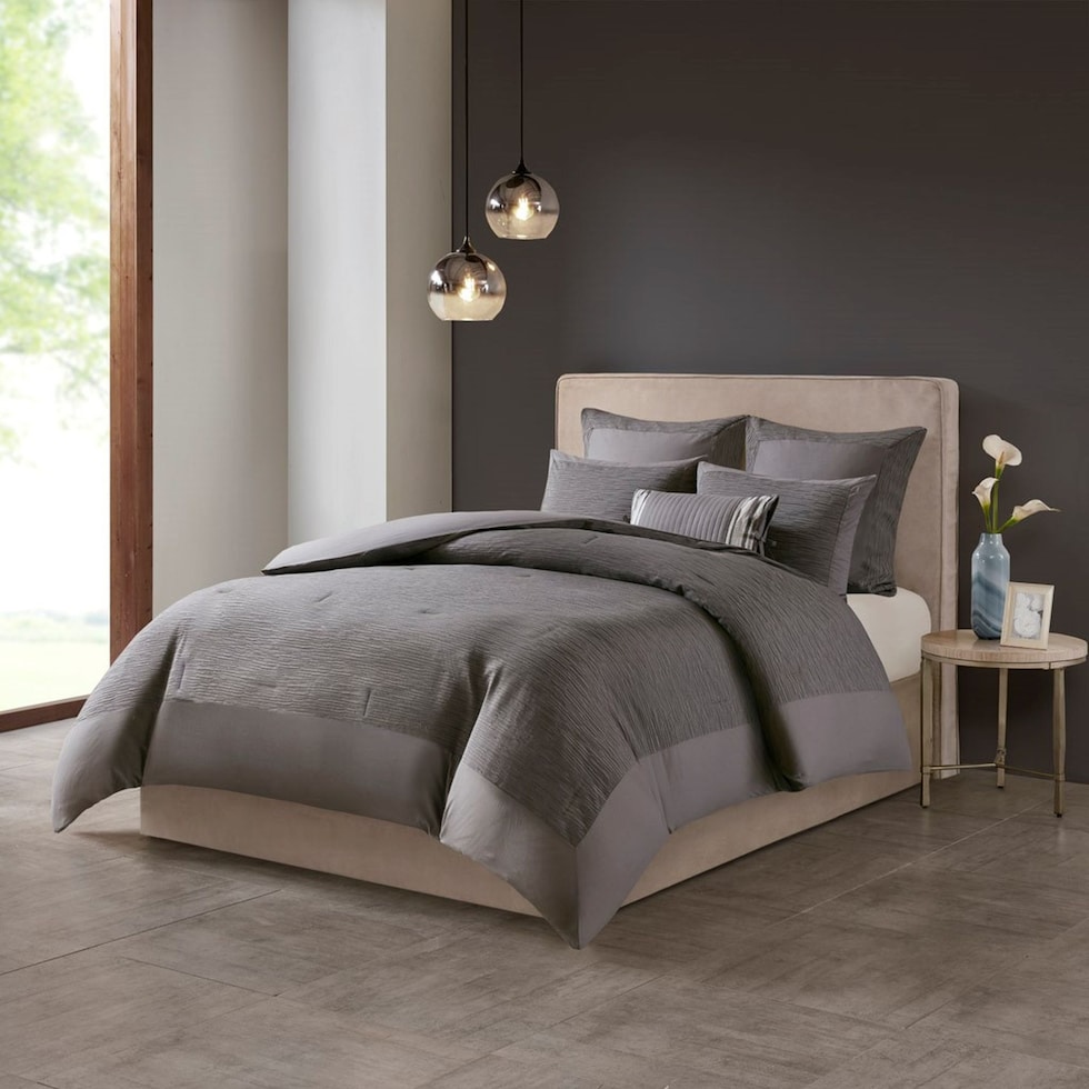 selah gray full queen bedding set   