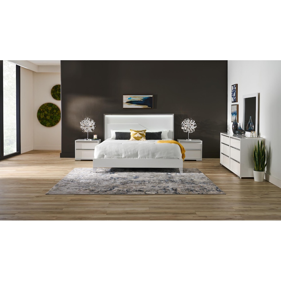 selena white king bed   