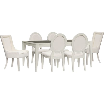 Selene Rectangular Dining Table, 2 Host Chairs and 4 Chairs