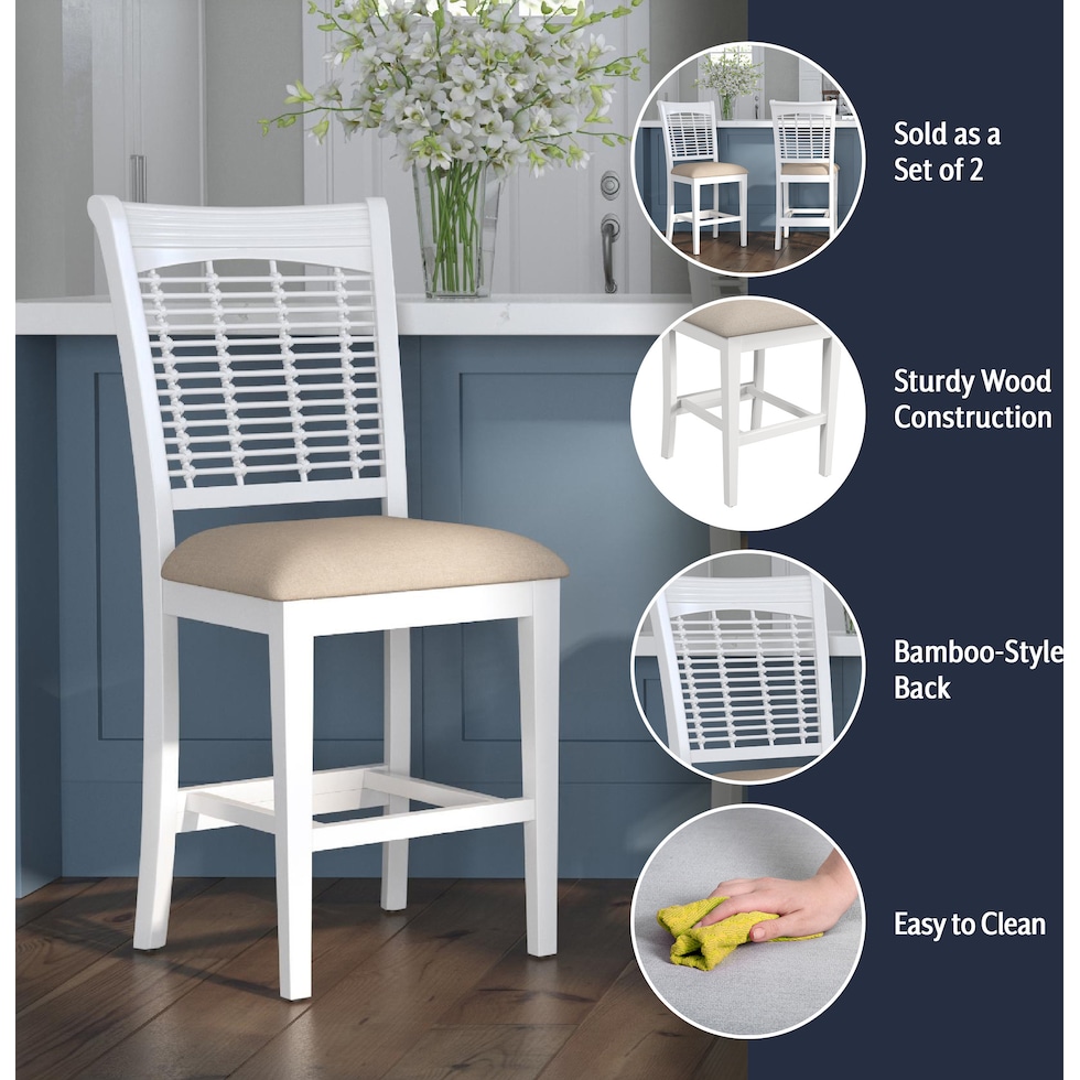 sentin white counter height stool   