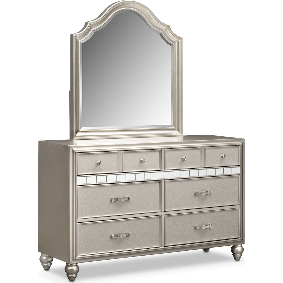serena youth platinum platinum dresser & mirror   