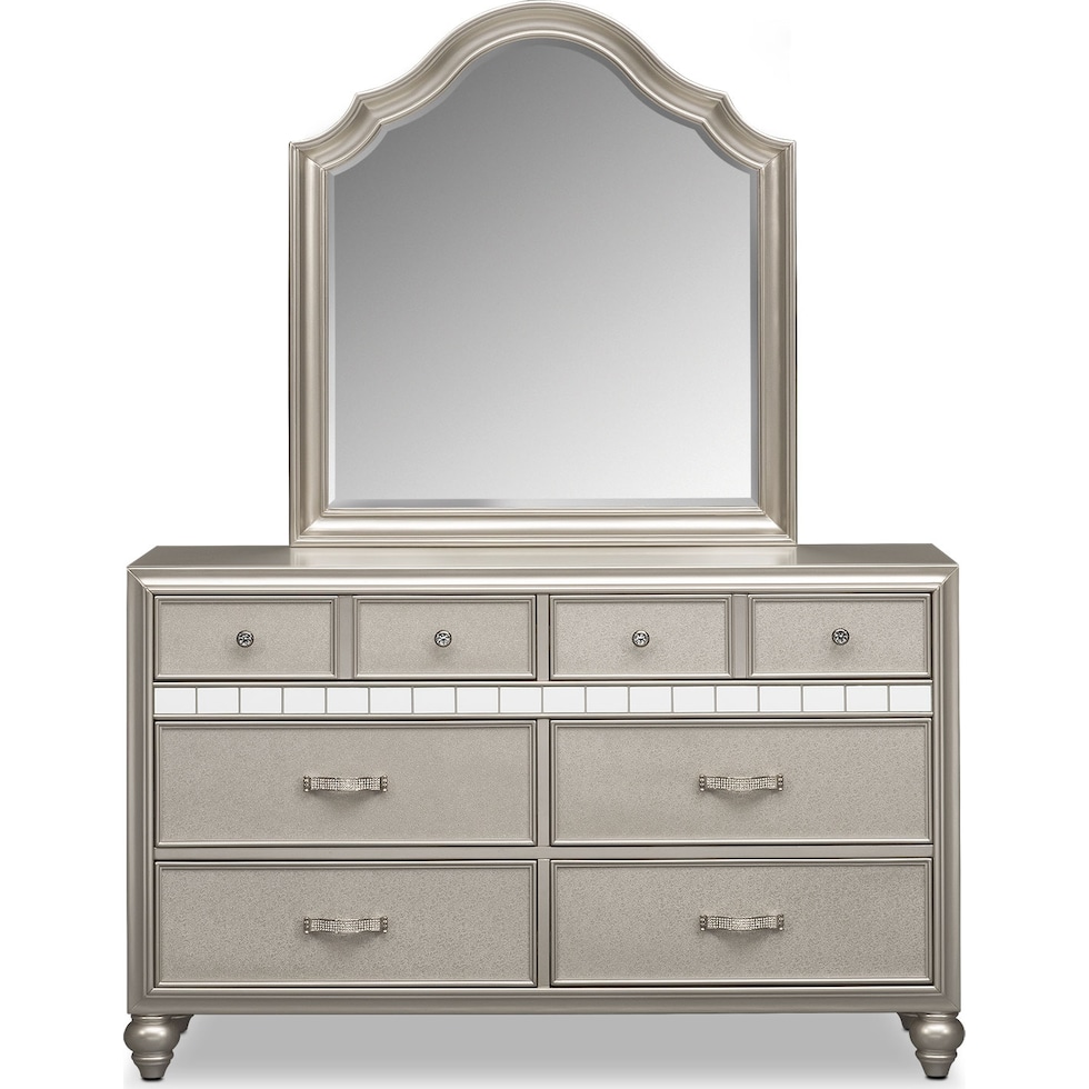 serena youth platinum platinum dresser & mirror   