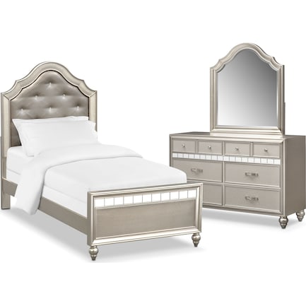 Serena Youth 6 Piece Storage Bedroom Set With Nightstand Dresser And Mirror American Signature Furniture Serena Youth 6 Piece Storage Bedroom, Stratford Gemma Platinum Queen Bed