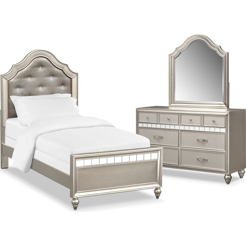 serena youth platinum silver  pc twin bedroom   
