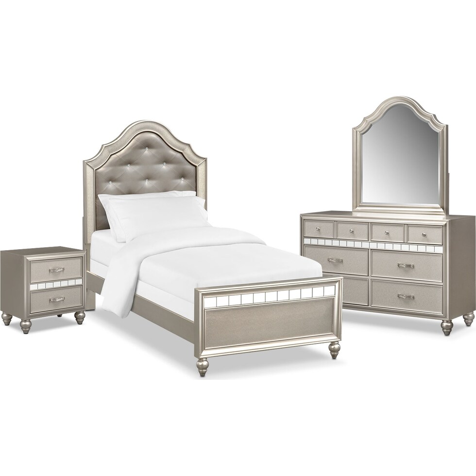serena youth platinum silver  pc twin bedroom   