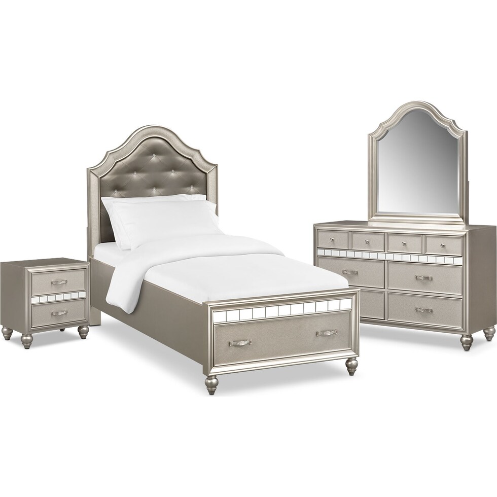 serena youth platinum silver  pc twin bedroom   