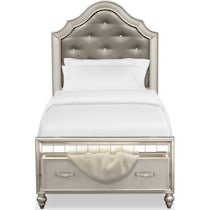 serena youth platinum silver twin bed with storage   