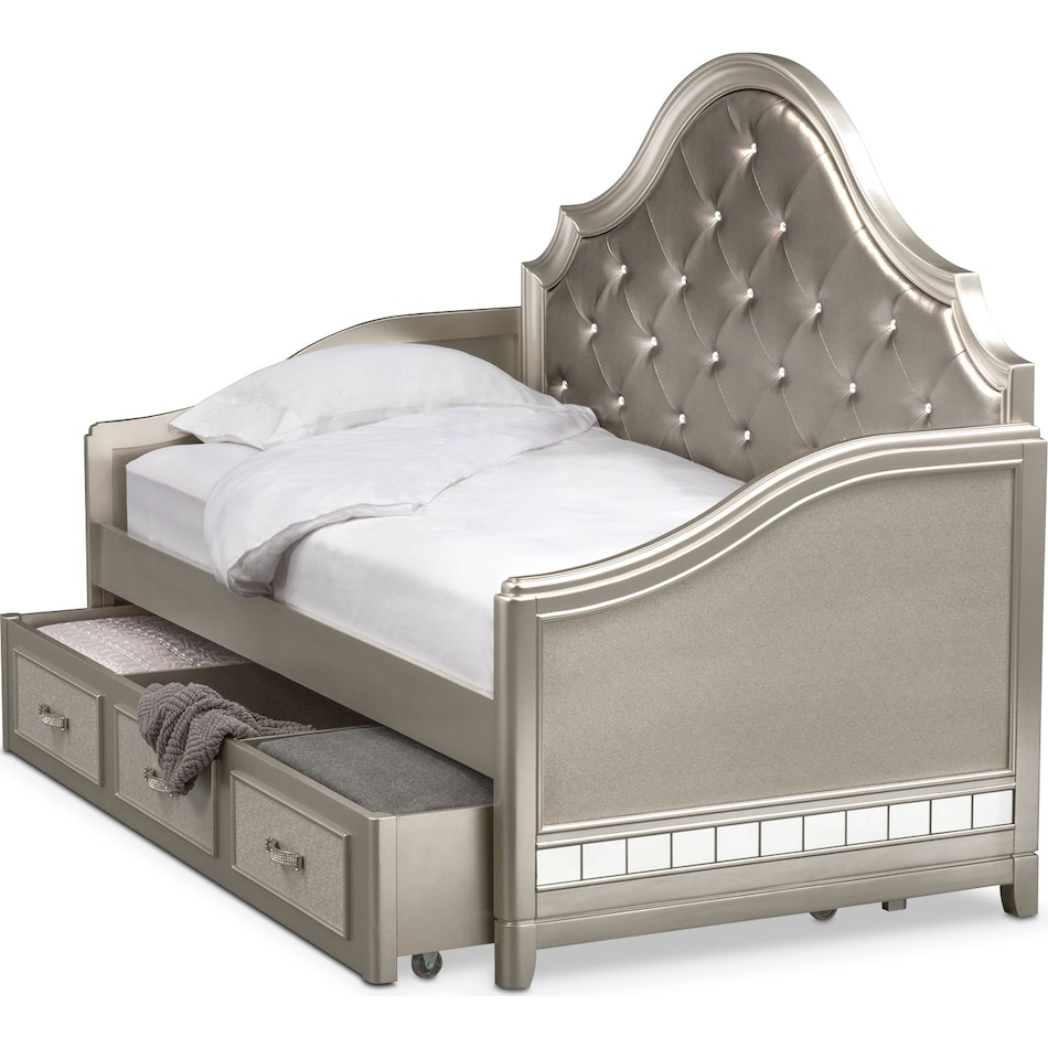 serena youth platinum silver twin daybed with trundle   