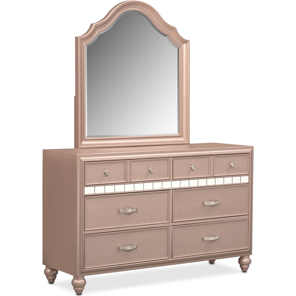 serena youth rose quartz rose quartz dresser & mirror   