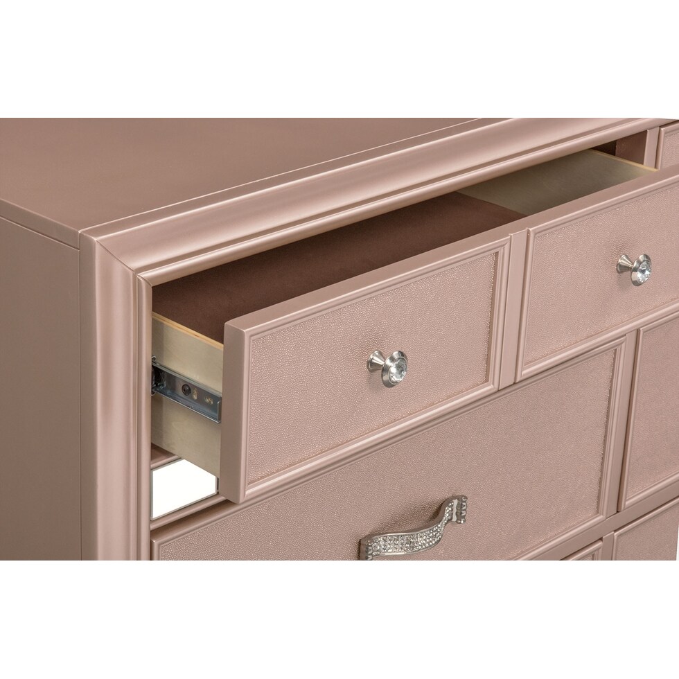 serena youth rose quartz rose quartz dresser & mirror   
