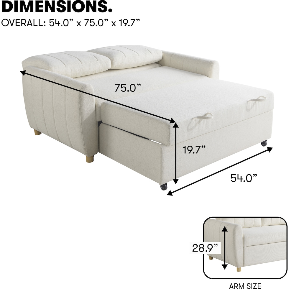 serta white convertible loveseat   