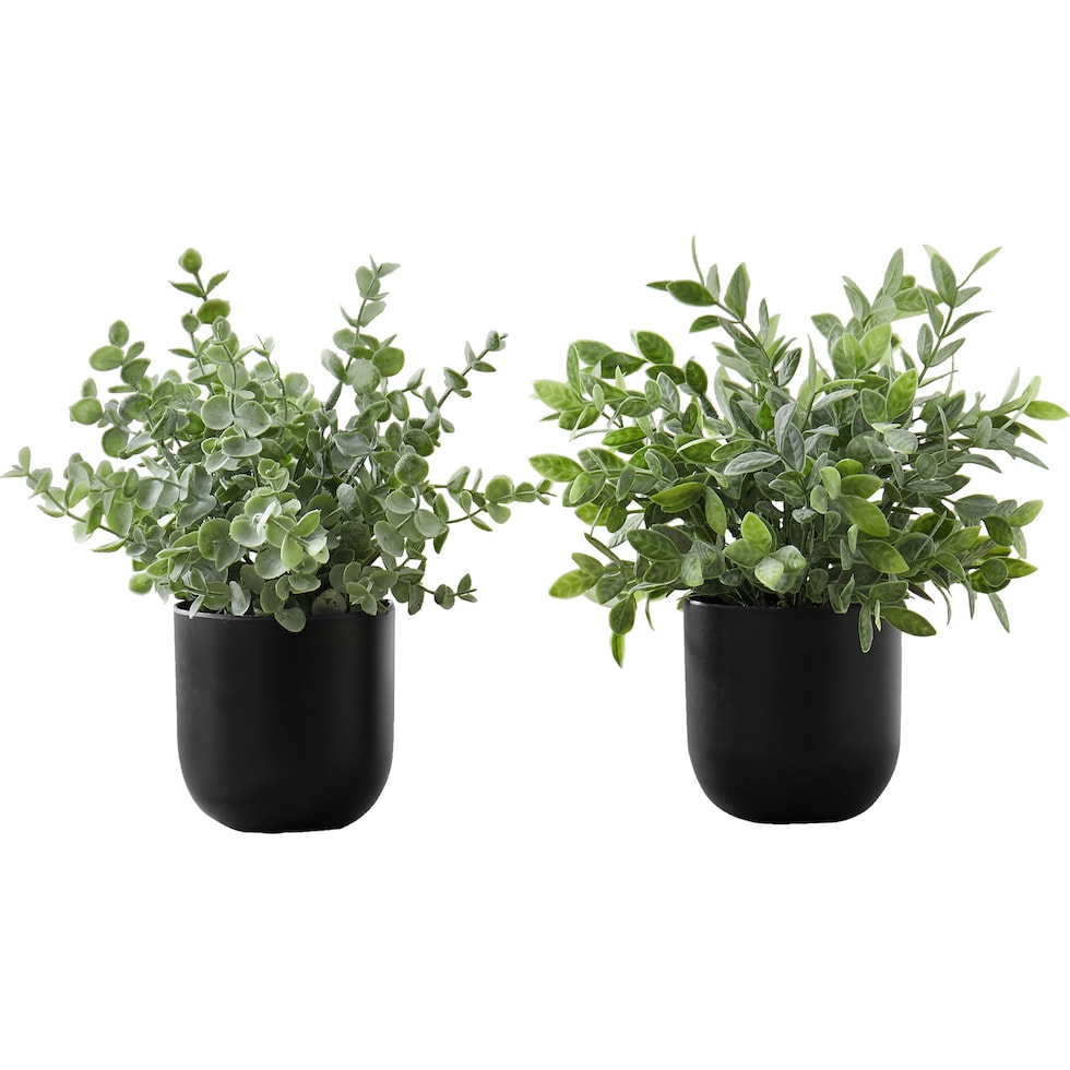 set black faux plant   