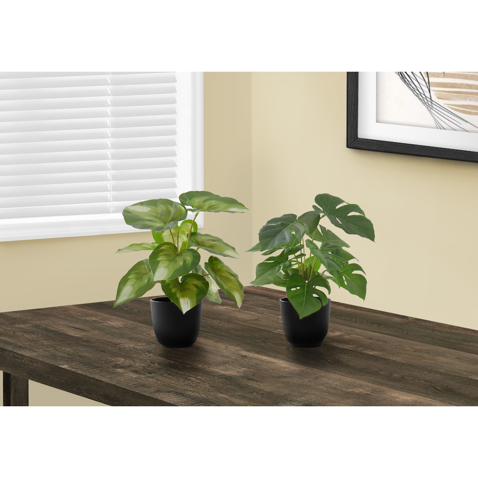 set black faux plant   