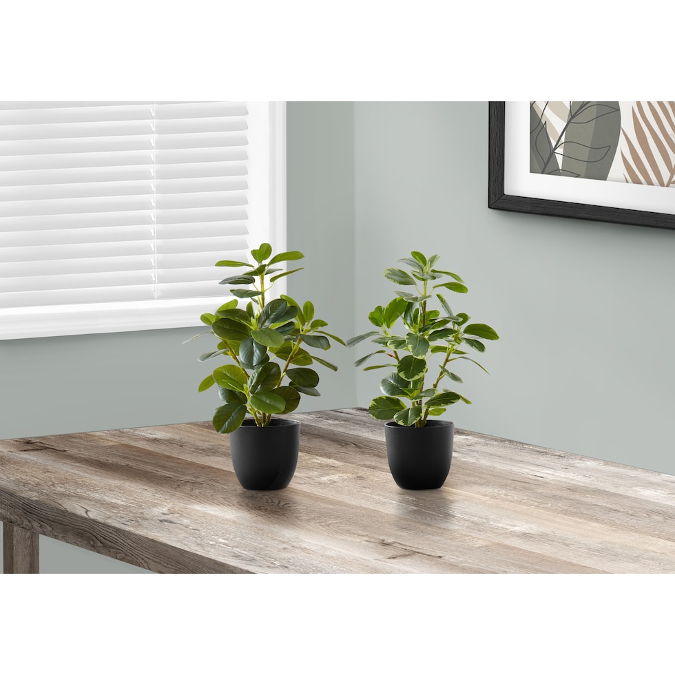 set black faux plant   