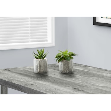 Set of 2 Faux Succulent with Gray Planters