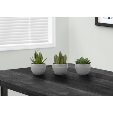 Set of 3 Faux Succulent with Gray Planters