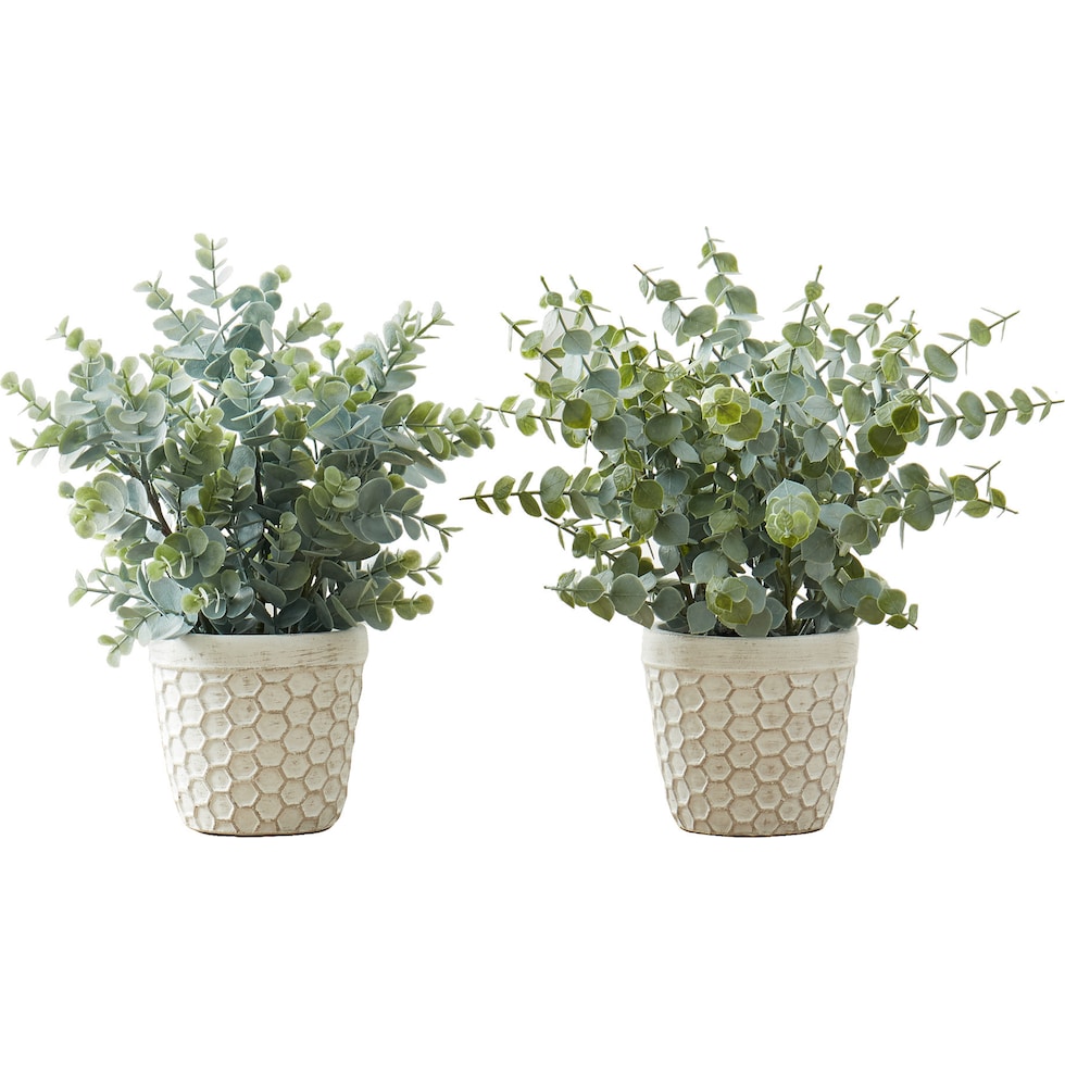 set white faux plant   