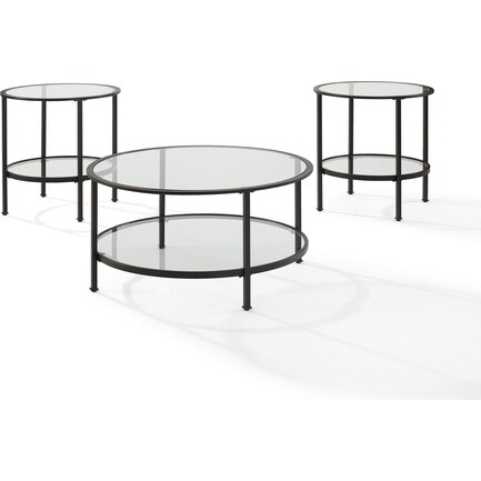 Shea Coffee Table and 2 End Tables Set - Black