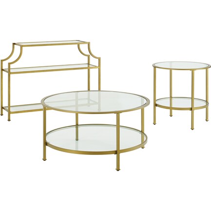 Shea Coffee Table, Console, and End Table Set - Gold