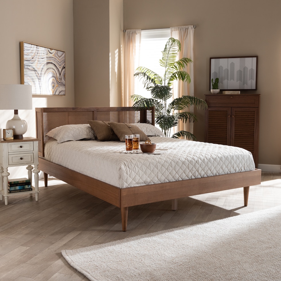 sheniah dark brown queen bed   