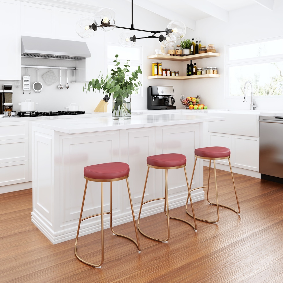 shia red counter height stool   