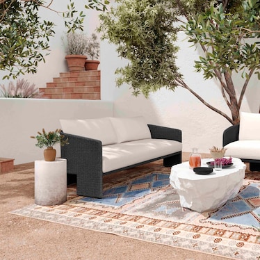 Shorefront Outdoor Sofa - Black/White
