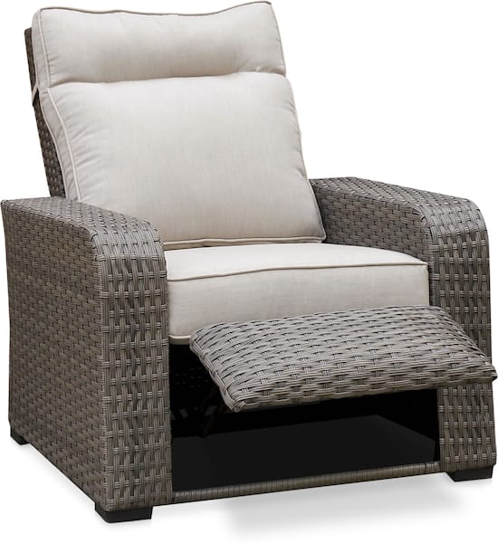 Shoreline Outdoor Reclining Sofa, 2 Recliners and Coffee Table Gray