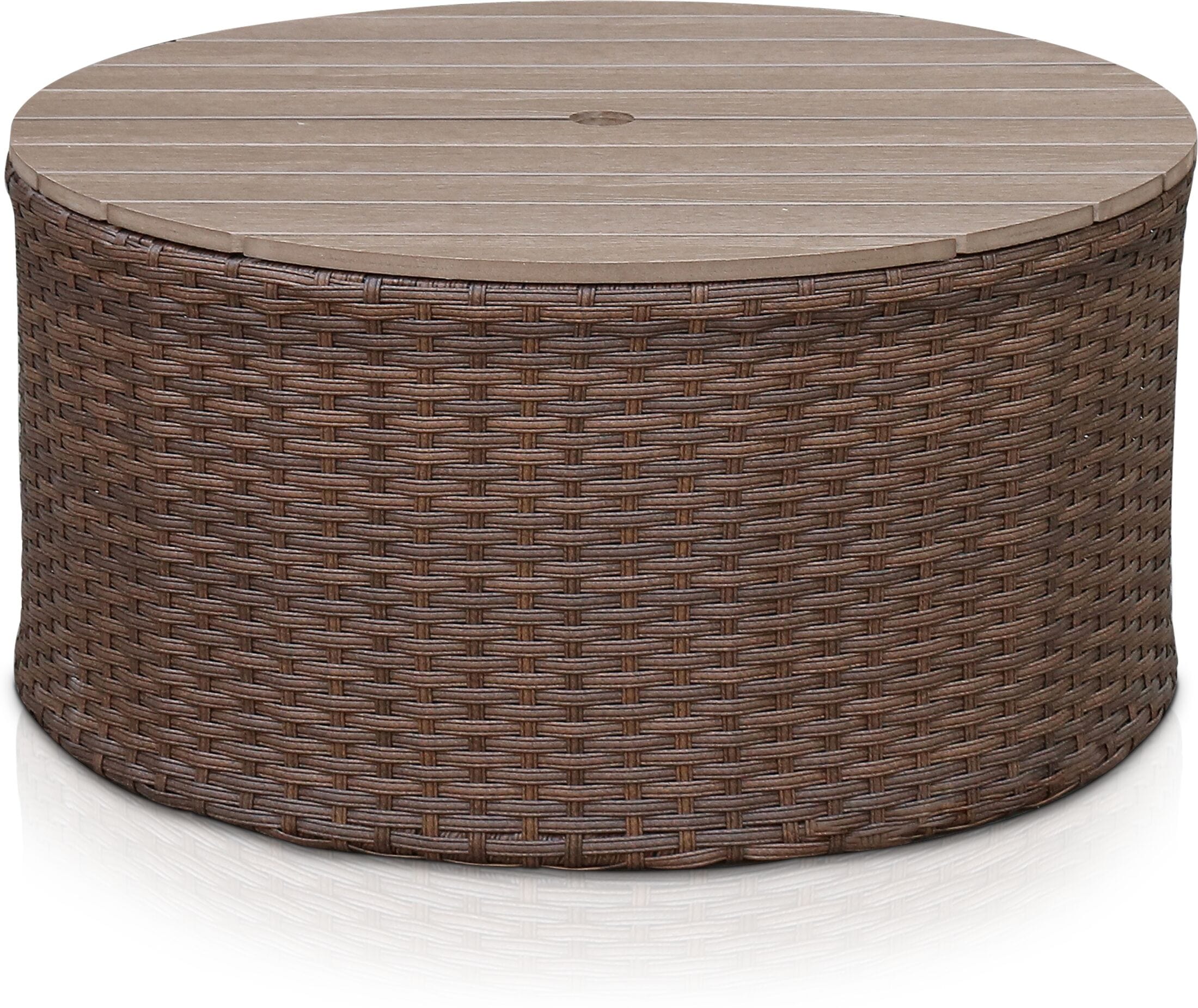 round outdoor storage coffee table