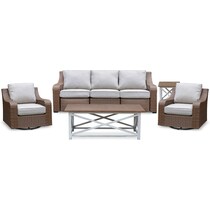shoreline pecan white outdoor sofa set   