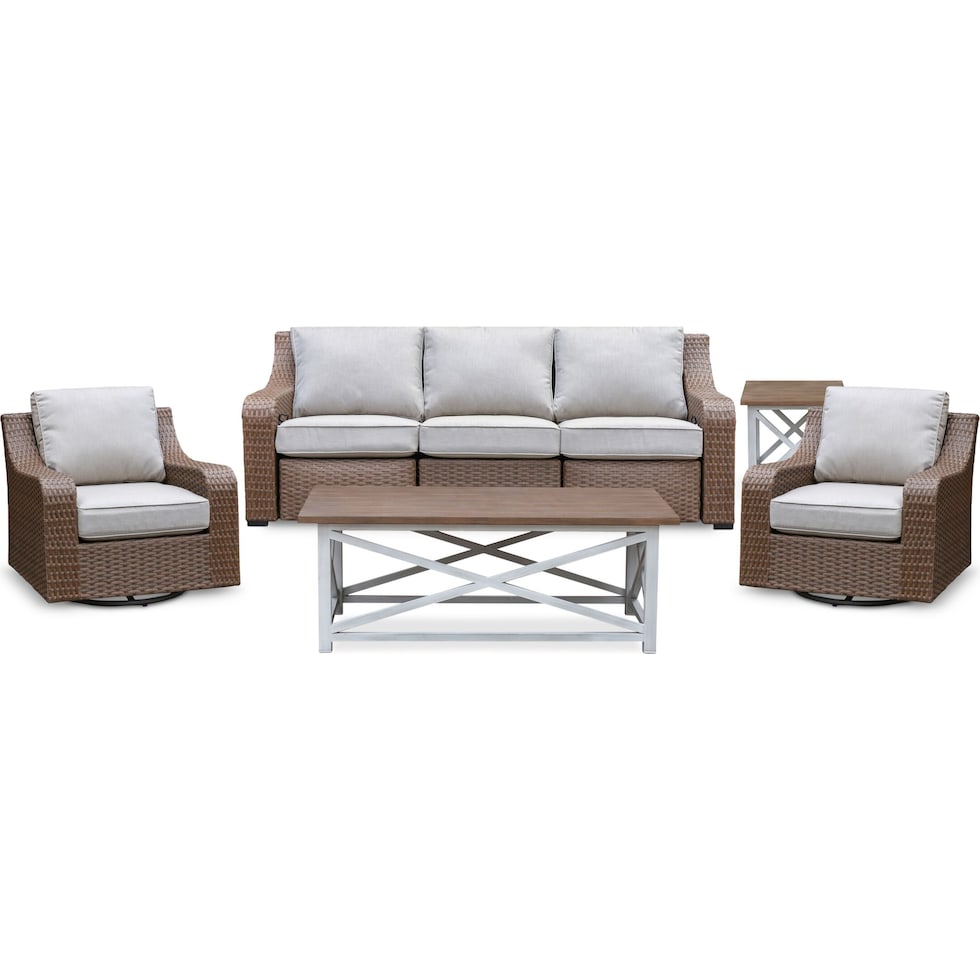 shoreline pecan white outdoor sofa set   