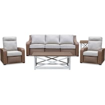 shoreline pecan white outdoor sofa set   