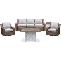 shoreline pecan white outdoor sofa set   