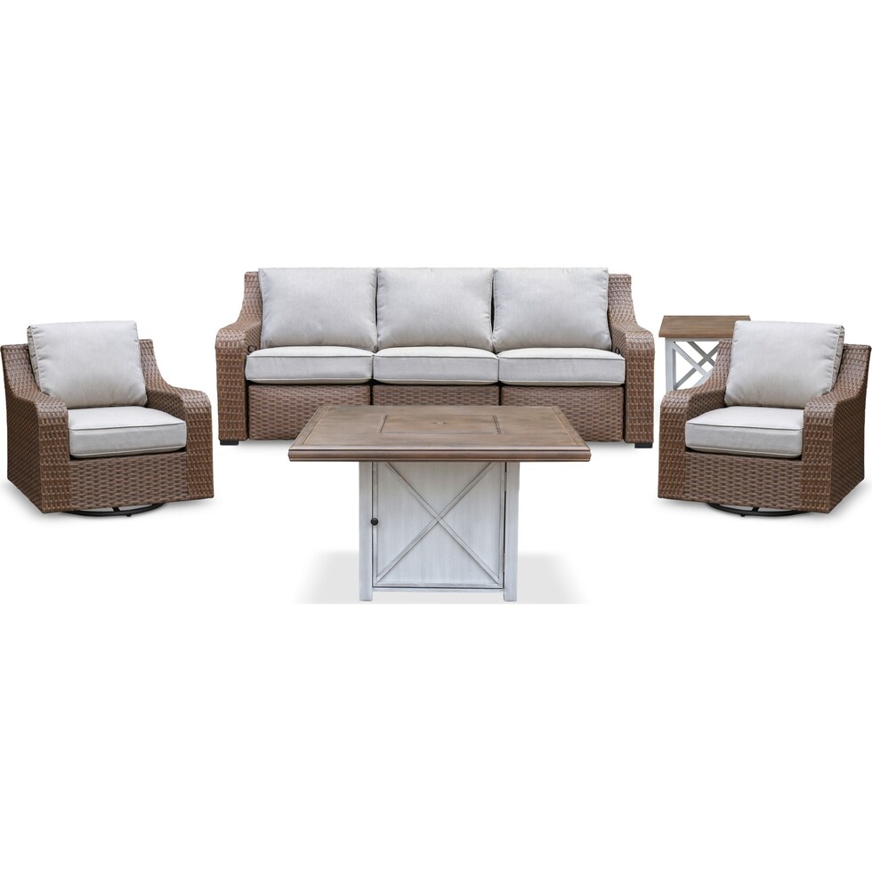 shoreline pecan white outdoor sofa set   