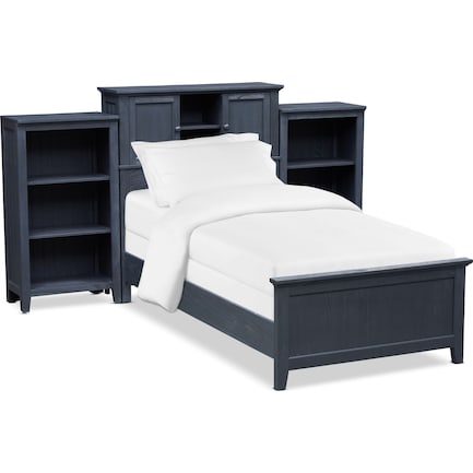 Sidney Twin Bookcase Bed and 2 Bookcases - Navy
