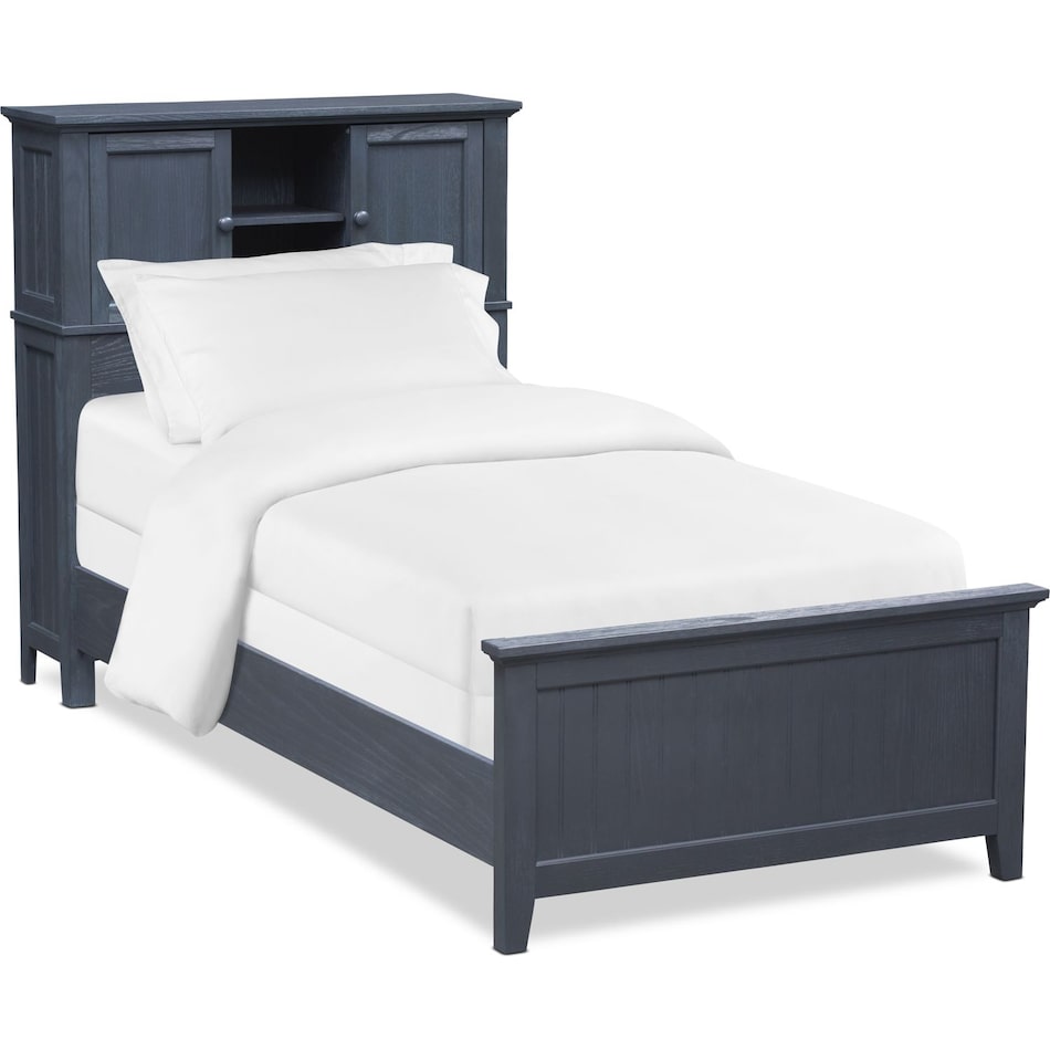 sidney blue full bookcase bed   