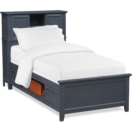 Sidney Twin Bookcase Storage Bed - Navy