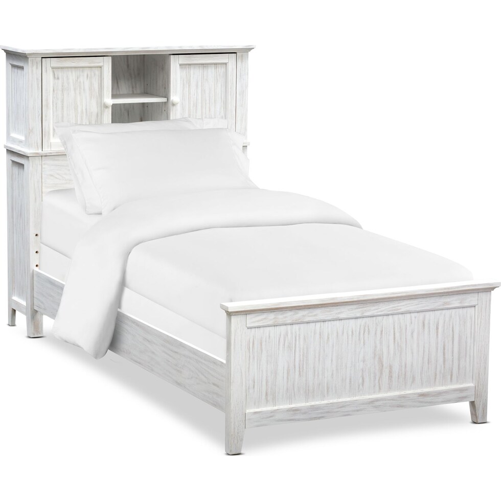 sidney white full bookcase bed   