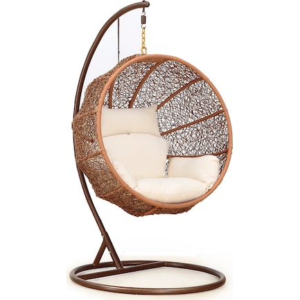 Siesta Key Indoor/Outdoor Hanging Egg Chair - Brown/Cream