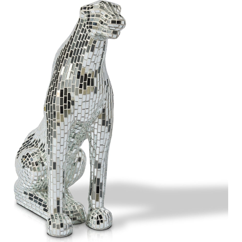 silver panther silver sculpture   