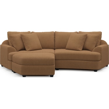 Skylar 3-Piece Sectional with Left-Facing Ottoman - Texel Caramel