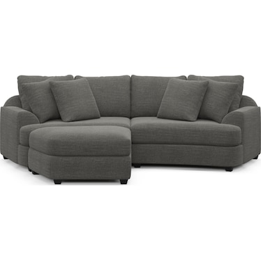 Skylar 3-Piece Sectional with Left-Facing Ottoman - Curious Charcoal