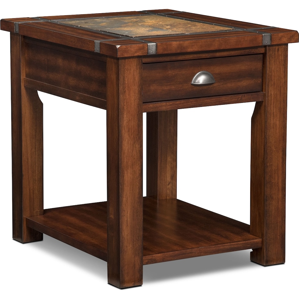 slate ridge dark brown end table   