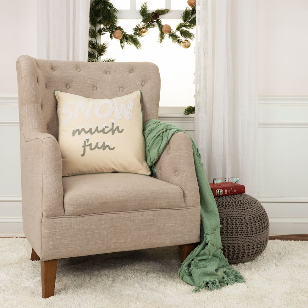 snow much fun natural accent pillow   