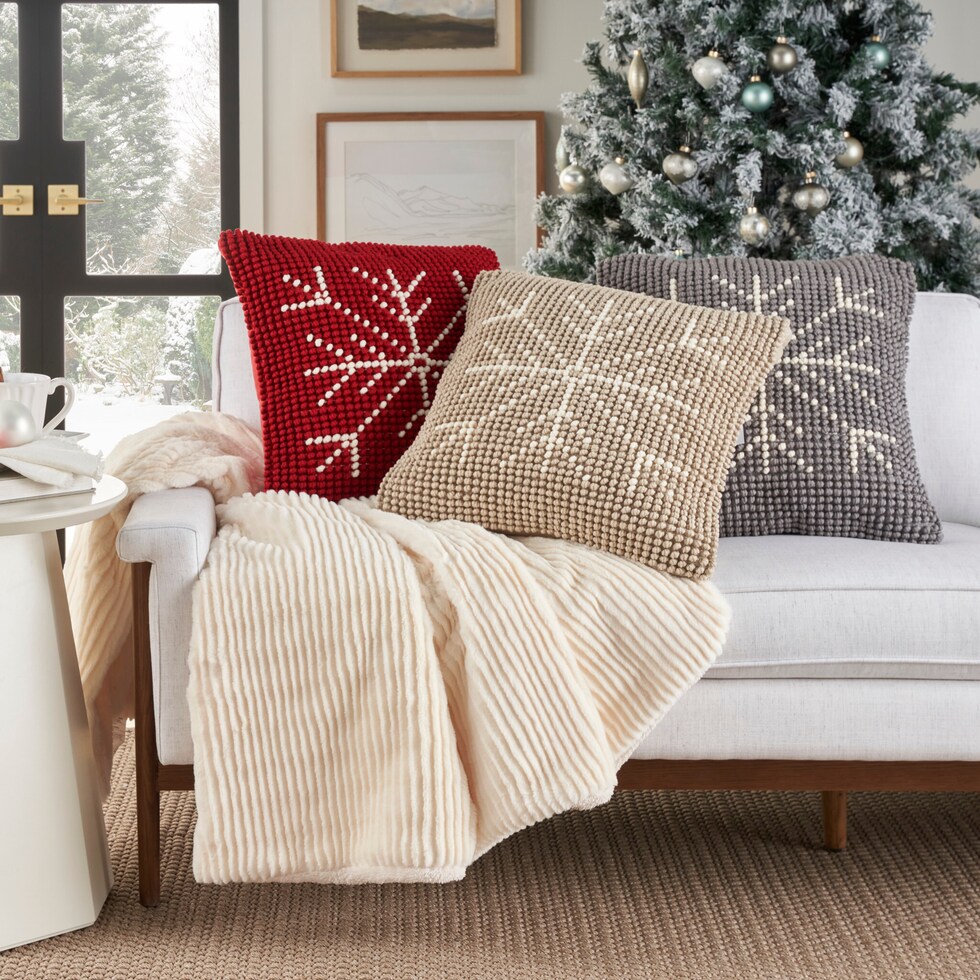 snowflake neutral accent pillow   