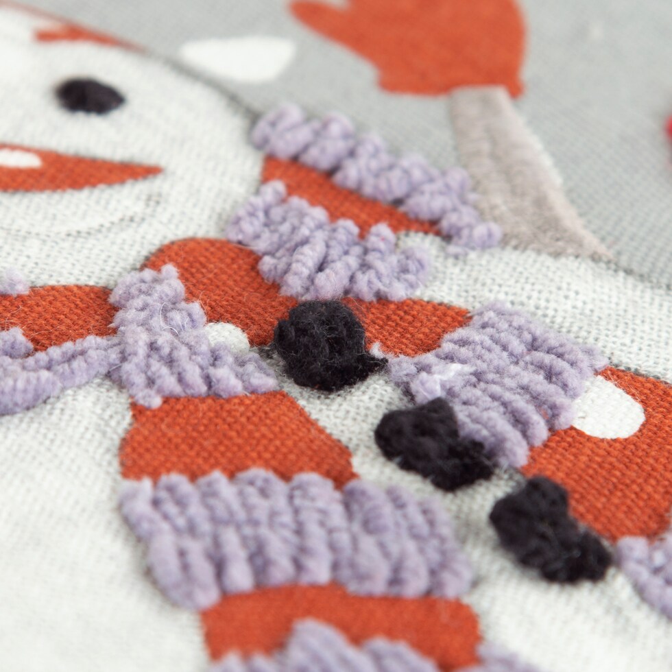 snowman friends gray pillow   
