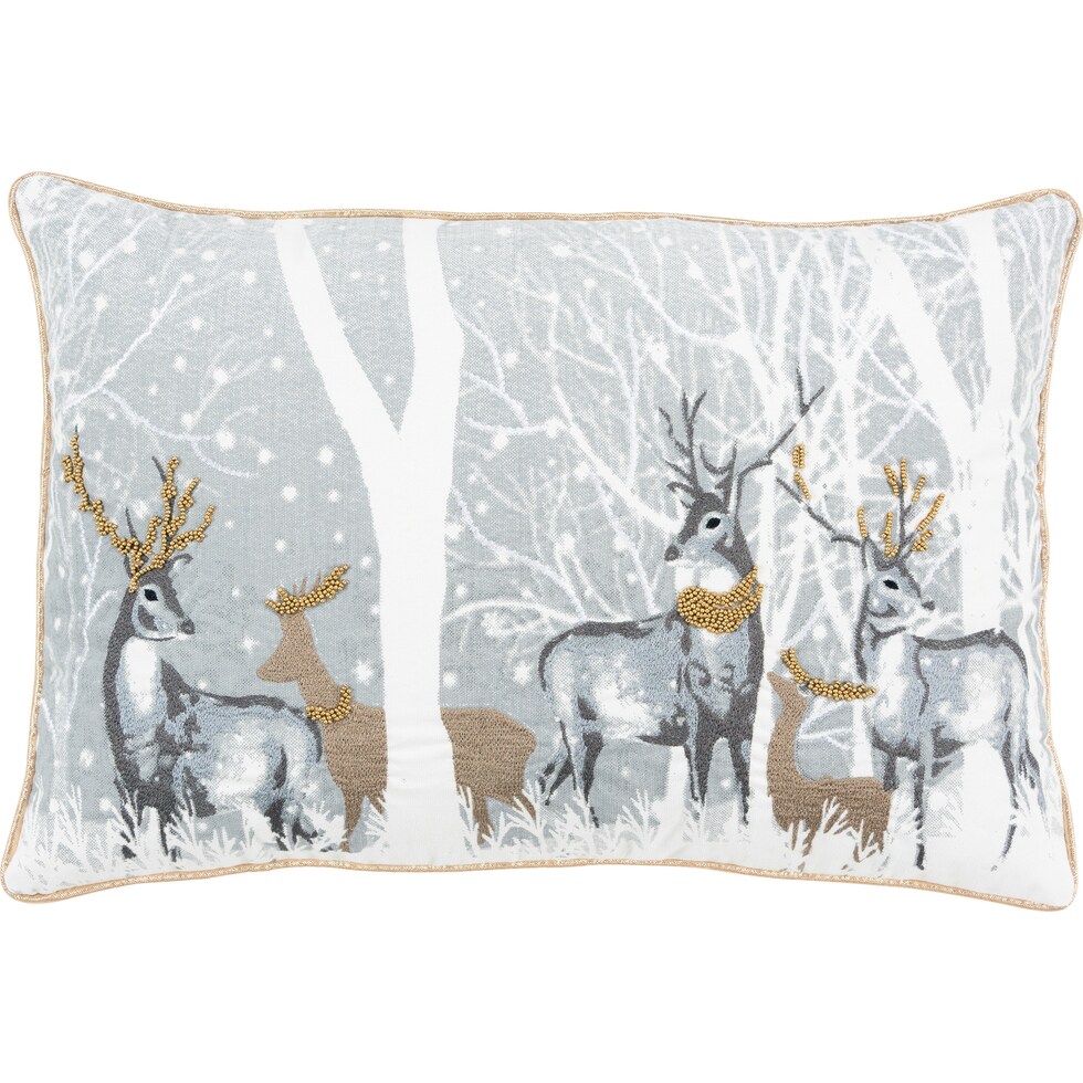 snowy scene gray pillow   